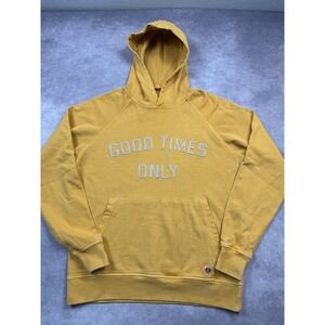 Iron & Resin Hoodie Mens Medium Gold Good Times Only Pullover Embroidered Raglan